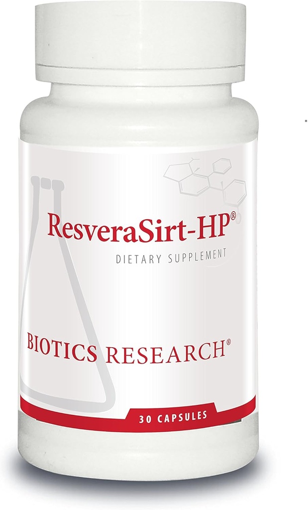 Biotics Research ResveraSirt HP Oblikoval dr. Mark Houston, Trans Resveratrol, Quercetin, povečanje aktivnosti siruina, kardiovaskularna podpora, moč srca, žilna podpora, 30 kapsul
