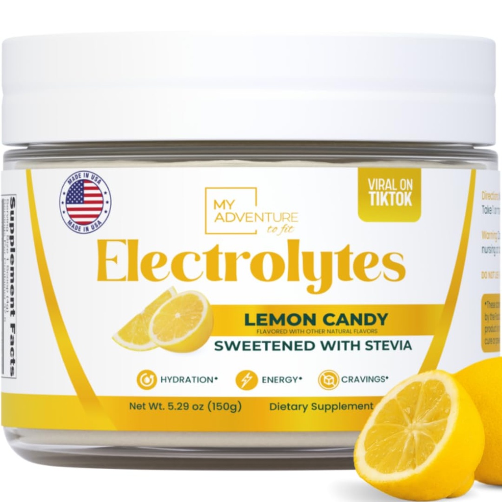 Zero Sugar - Lemon Candy Electrolytes Powder - Osvežilna Hidracija - Kofein Brez energije z vsemi naravnimi sestavinami - Vegan, Keto & Paleo - Sladkor Brez elektrolitov Powder Drink Mix - 37 Servings