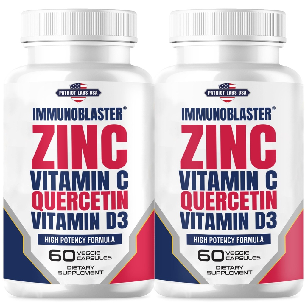 (2 paket) ImunoBlaster cink Quercetin 500mg z vitaminom D in C antioksidant imunske podpore visoka moč Quercetin cink dodatek za moške in ženske - Gluten, Soy, & Dairy Free - 120 Število (Twin paket)
