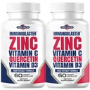 (2 paket) ImunoBlaster cink Quercetin 500mg z vitaminom D in C antioksidant imunske podpore visoka moč Quercetin cink dodatek za moške in ženske - Gluten, Soy, & Dairy Free - 120 Število (Twin paket)