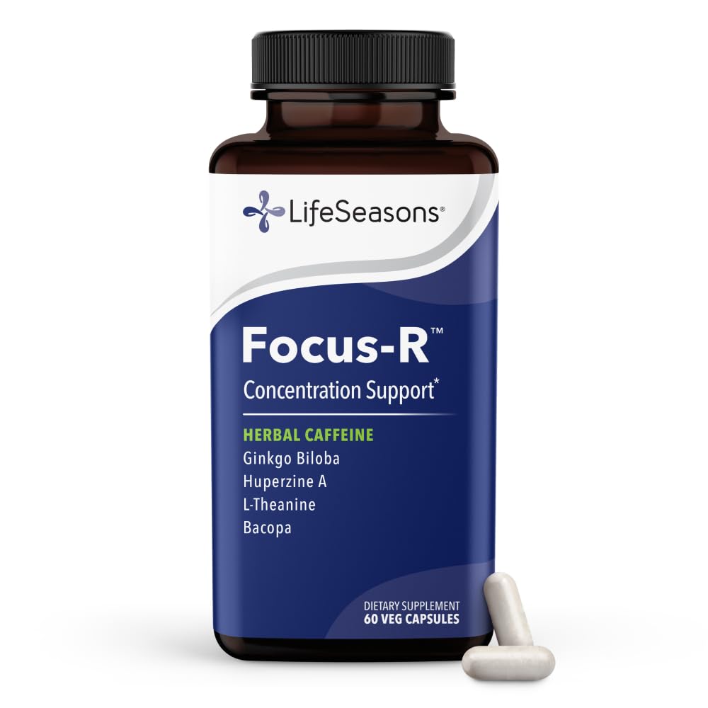 LifeSeasons - Focus-R - podpora koncentraciji - vse starosti - poveča mentalno zmogljivost & fokus - poveča pozornost Span - L-Theanine, Kava Kava, Bacopa, vitamin B & več - (60 kapsul)