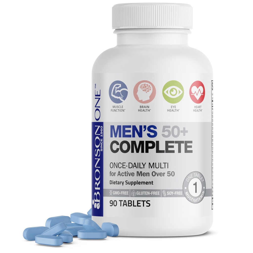 Bronson ONE Daily Mens 50+ Popoln multivitaminski multimineralni, 90 tablet