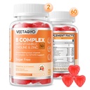 B Complex 50 Gumies ,Metilated B Complex z vitaminom C,Cholin & Cink - Active Metilirana B-Complex za energijo,Metilated Podpora - Vsi vitamini B - B1,B2,B3,B5,B6,B7,B9,B12 - Sladkor brez,120 Count