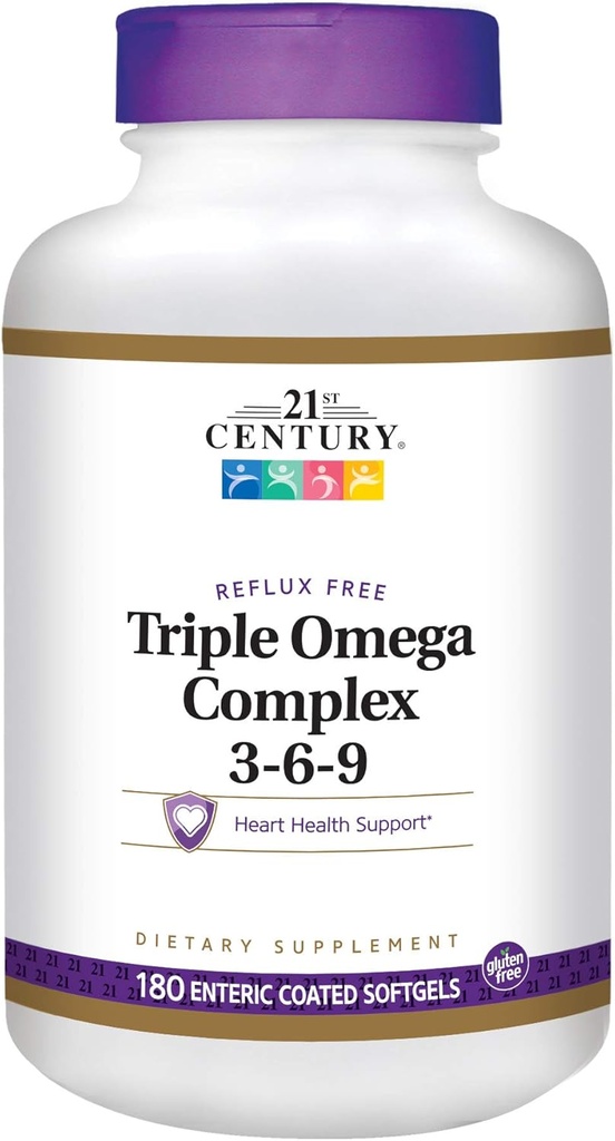 21. stoletje Prehranska dopolnila Triple Omega Complex 3-6-9 Enteric Coated Softgels, 180-Count steklenice (Pack z 2)