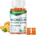 Magnezij Glycinate Gumies 1000mg - Brez sladkorja Magnezij Kalij dodatek z vitaminom D, B6, CoQ10 za mirno Mood in podporo za spanje - 60 Orange Gumies