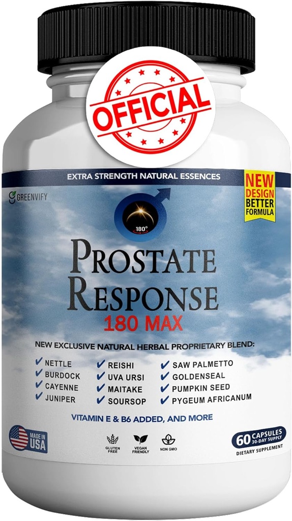 Odziv prostate 180 Max Prostata Formula Dodatki za moške kapsule, zdravstvene dopolnila - Največja moč, vse naravno za podporo normalno in zdravo funkcijo (1)