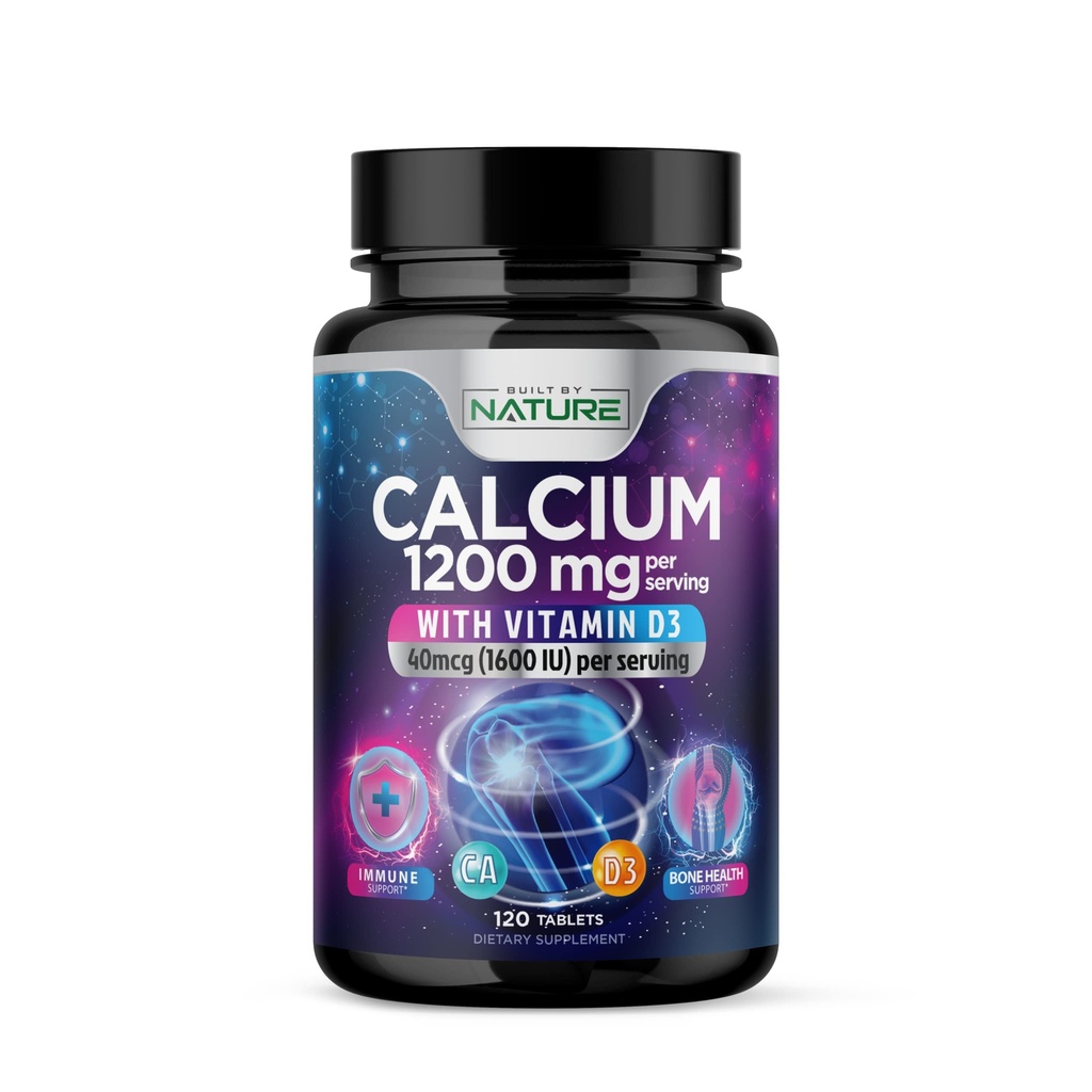 Kalcij 1200 mg z vitaminom D3 za najboljšo absorpcijo - Advanced Bone Support, 1200 mg kalcijev karbonat & 1600 i.e. vitamin D3, počasno sproščanje za imuno podporo, enostavno požiranje, 120 tablet
