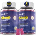 Melatonin Brezplačen spanec Gumiji za odrasle, Sugar Free Spanje Gummy No Melatonin, Naravni mirni Gumiji z magnezijevim glicinatom, L-Triptofan, L-teanin, GABA, Ashwagandha, Valerian, 120cts