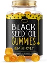 MAJU's Black Seed Oil Gummies z medom 90ct, 500mg BSO Gummy, Black Cumin Seme Nigella Sativa Oil, Cold-Presed, Močna Formula, 90ct