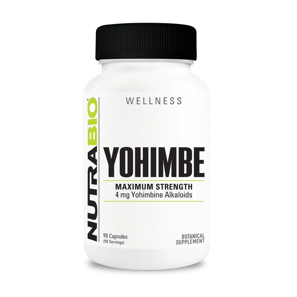 NutraBio Yohimbe Bark Extract dodatek za moške in ženske, 4mg, 90 Zelenjavne kapsule