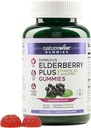 NatureWise Sambucus Elderberry Gumies - Imunska podpora dodatek za otroke starosti 4+ & odrasli z vitaminom C, D3, cink - Bezgove jagode ekvivalent 3520mg - Vegan, Non-GMO - 60 Count[30-Day Supply]