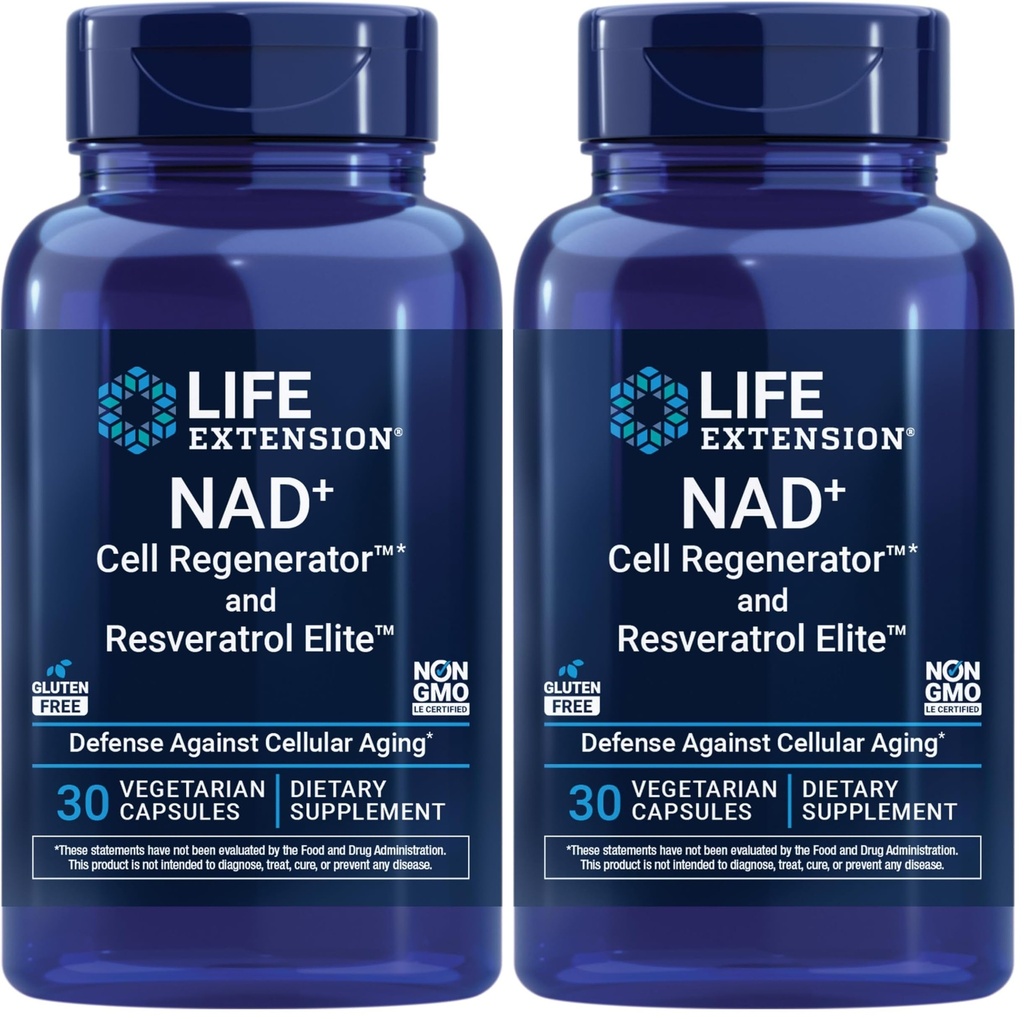 Življenjska razširitev NAD+ Regenerator celic in Resveratrol Elite, NIAGEN nikotinamid ribozid, Trans-resveratrol, quercetin, Fisetin, za dolgoživost, energijo in oksidativni stres, 30 Vegetarian kapsula