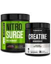Jacked Factory NITROSURGE Pre-World dodatek - Intenzivne črpalke (30 strežnice, lubenica) & Kreatin monohidrat v prahu za rast mišic (30 strežnice, nearomatizirana)