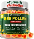 Prebavno zdravje in teža čebele Pollen Organic 1000mg, w/Probiotiki, Prebiotiki in kurkuma, Bee Pollen Gumies Bogat z B-Vitamin, Antioksidanti, Aminokisline, za prebavne, Teža in energija