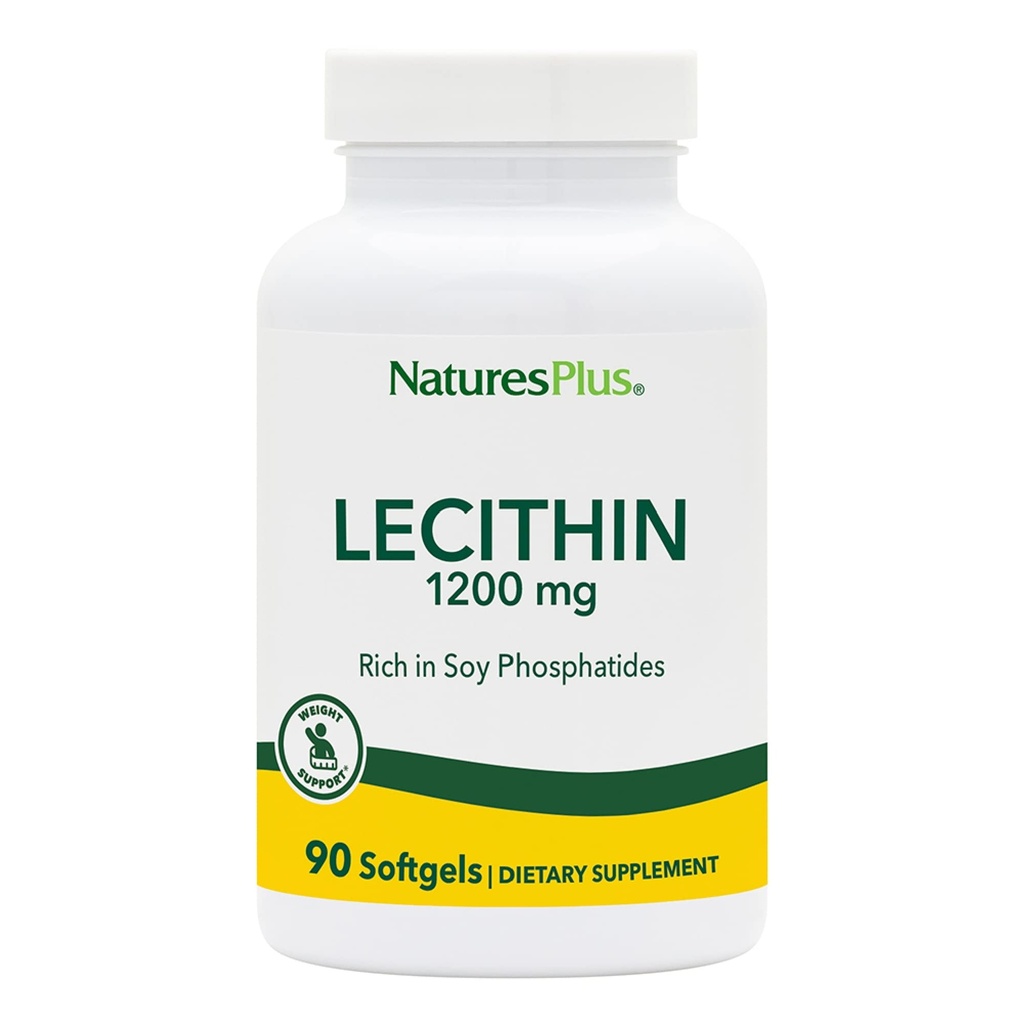 NaturesPlus lecitin - 1200 mg, 90 Mehkužci - bogata s sojinimi fosfatidi - Gluten prost - 90 Servinges