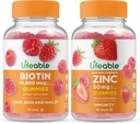 Življenjski biotin + cink 50mg, Gummies Bundle - odličen okus, vitaminski dodatek, Gluten brezplačno, GSO brezplačno, žvečljivo