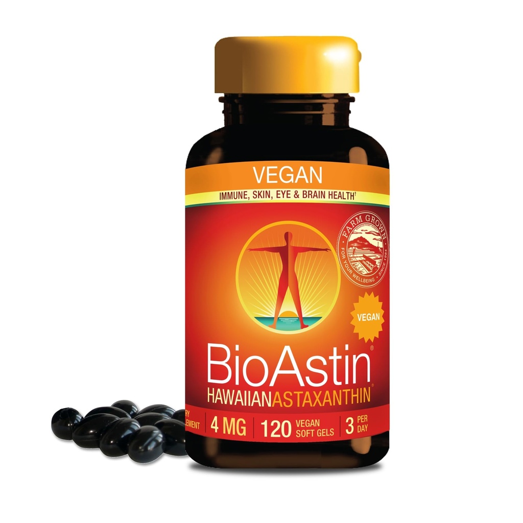 Nutrex Havaji Vegan BioAstin Havajski Astaksantin - 4mg, 120 Softgels - Farm-neposredni Premium Antioksidant dodatek k podpori oči, kože, skupni in imunski sistem zdravje - Vegan, Non-GMO & Gluten-free