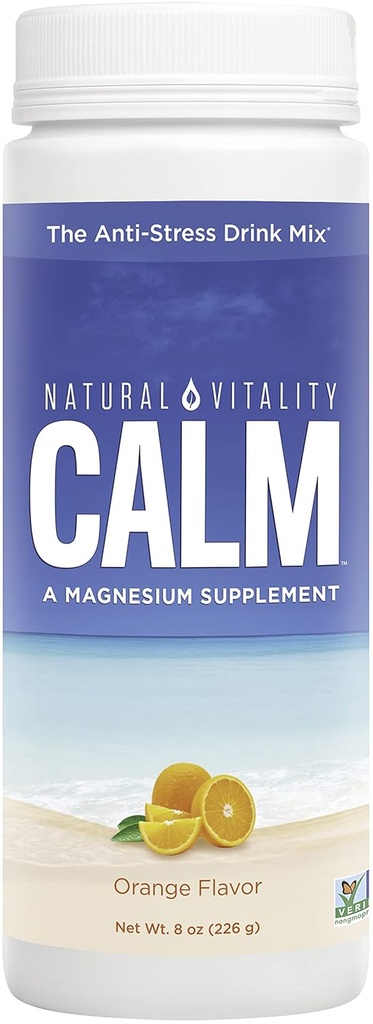 Naravna vitalnost mirno, Magnezij dopolnilo, Anti-Stres Drink Mix prašek, Original, Orange - 8 Ounce (Package May Vary)