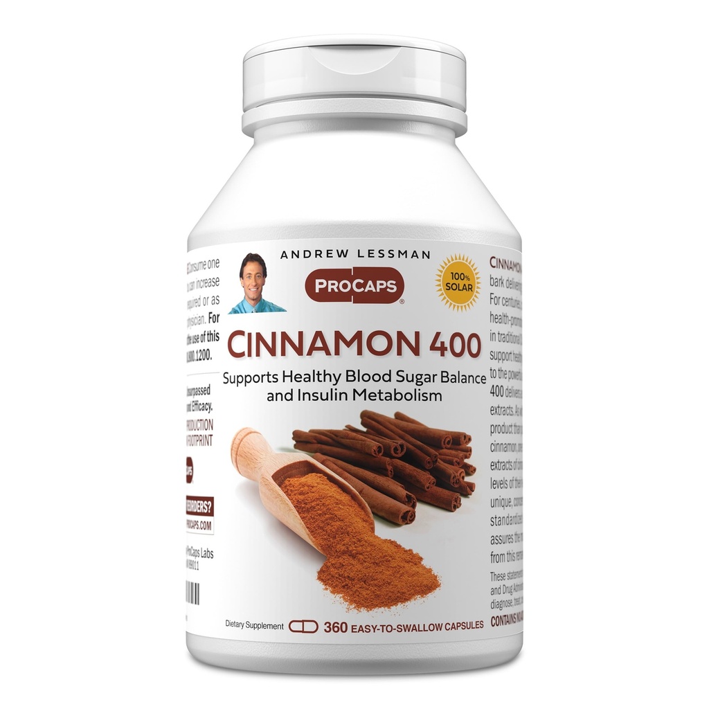 ANDREW LESSMAN Cinnamon 400mg - 360 kapsul - visoka jakost, standardizirani ekstrakt. Brez dodatkov. Majhne kapsule, ki jih je enostavno pogoltniti