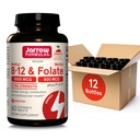 Jarrow Formule Ultra Strength Metil B-12 5000 μg & metil Folate 800 μg + P-5-P, dodatek za presnovo celične energije in kardiovaskularno podporo, 60 žvečljive tablete, 60 dnevna oskrba, 12 pakiranj