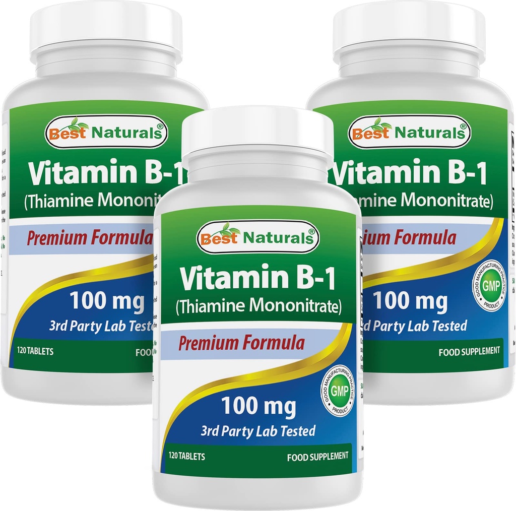 Najboljši naravni vitamin B1 kot tiamin mononitrat 100 mg tablete (120 število (paket 3))