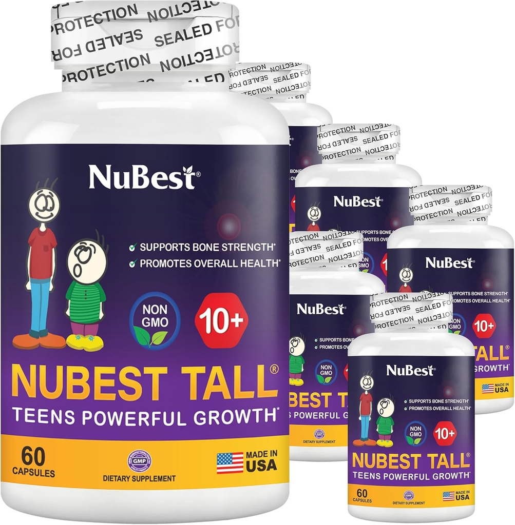 NuBest Tall 10+ Premium Bone Strength Formula, Izboljšana imuniteta in splošno zdravje za starost 10+ s kalcij, vitamin D3, vitamin K2 in multivitamini 