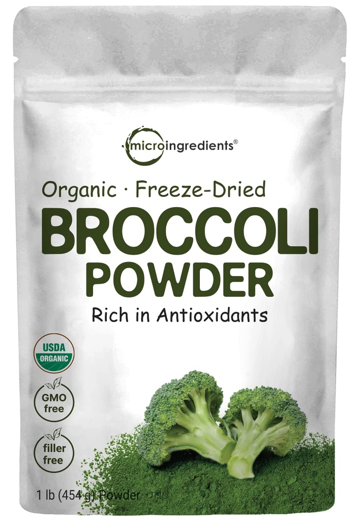Organski brokoli v prahu, 1 funt, zamrzovanje posušen, vsebuje naravni DIM (Diindolylmetan), in bogat z vlakni in imunskega vitamina C, zelena superhrana za smoothie & pijače, Vegan prijazno