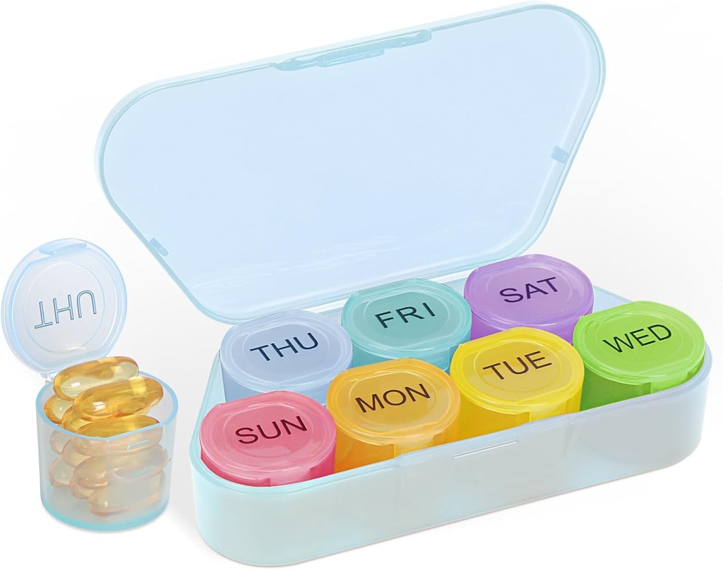 NatureTouch Tedenske tablete Organizator, BPA Free Medicine Organizator Rainbow 9 dan Tablete Box, Dnevni prenosljiv tablete Container za tablete/vitamin/ribje olje/dodatki [zadnja različica],Modra
