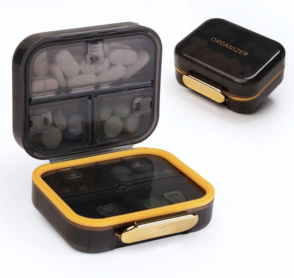 Bexeen Medicine Tablete Organizator Potovanja Cute tablete Zabojnik majhne tablete Škatla za torbice Mini tablete Primer prenosljiv Vitamin imetnik Organizator Compact Travel Medicina Daily Pocket Lekarna za dodatek