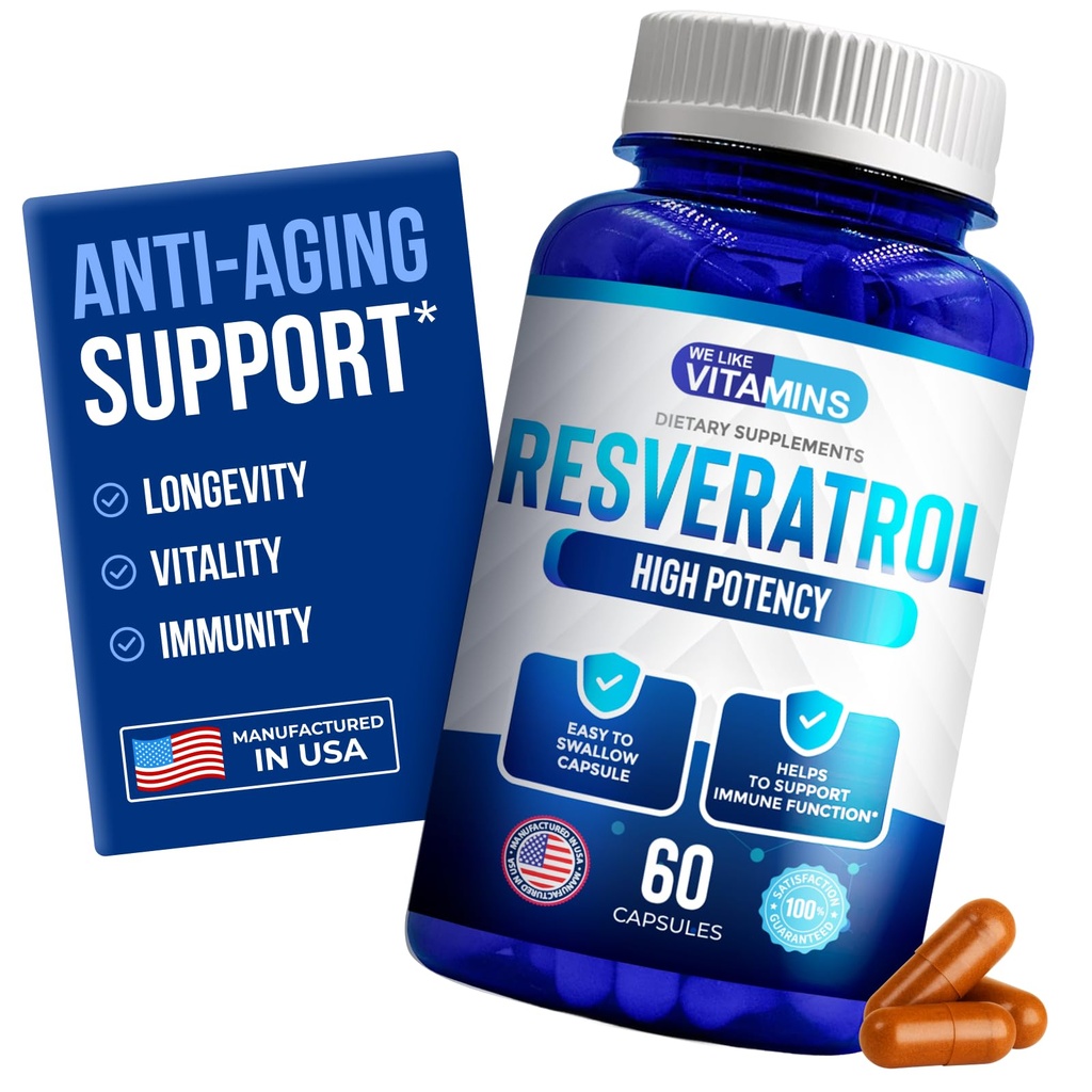 Radi vitamini Resveratrol 1000mg na Serving - 60 Enostaven za pogoltnitev Veggie kapsule - naravni Resveratrol dodatek 1000mg - Antioksidant dodatek pomaga podporo imunskega sistema