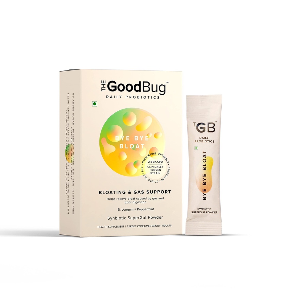 Prebiotik + probiotik Gut Health Bloating Relief za moške in ženske - pomaga s plinom, Bloat & Digestive Health - povečanje imunosti s Peppermint & Inulin, Symbiotic Fiber Powder, 2,5 Bn CFU - 30 dni paket