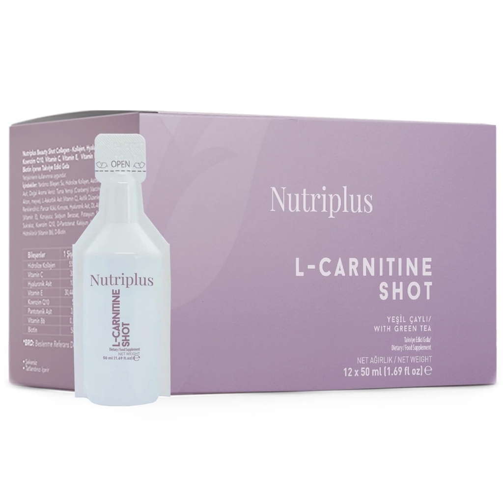 FARMASi Nutriplus Portioned Drink - L-karnitine, 50ml (12 kosov) - Energetska podpora, Presnovna okrepitev, Izboljša vzdržljivost, Dnevna pijača, Dodatki