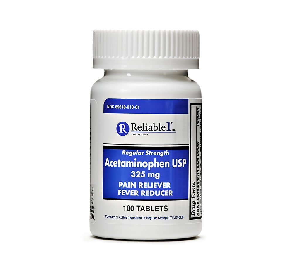 Zanesljiva 1 Redna jakost acetatfen USP tablete 325 mg, 100 število