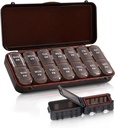 Organizator tablet 2 krat na dan, tedenski potovalni kovček za vitamine, ribja olja + 2 Ločljive srčkane škatle (Brown)