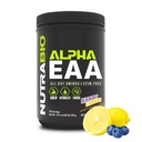 NutraBio Alpha EAA - All-Day Aminokisline za rast in hidracijo mišic - Esencialne aminokisline z nootropiki in adaptogeni- Celoten spekter EAA BCAA Powder - 30 Serving - borovničeva limonada