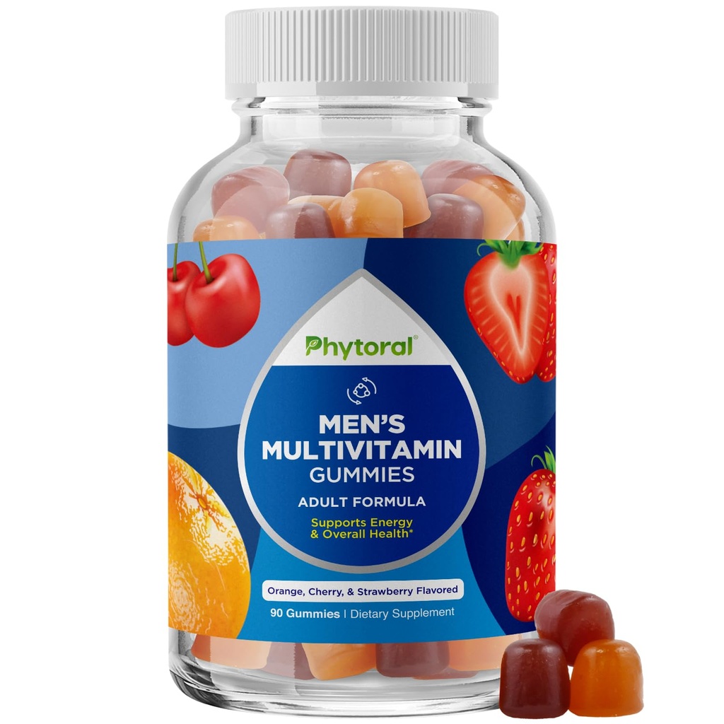Fitoralni naravni multivitamin za moške Gumije z cinkom - Vitamin D C A & Biotin B6 B12 Polno zdravstveno dopolnilo