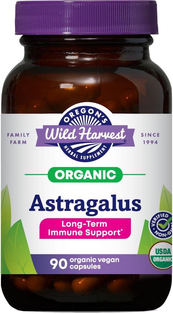 Oregonska divja žetev, Certified Organic Astragalus Kapsule za podporo imuniteti, 1125 MGS, 90 Count