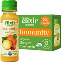 Eliksir Shots, Immunity Boost Wellness Shot s hladno-predložene kurkuma, ingver, pomaranča in črna paprika, brez dodanih sladkorjev ali umetnih sestavin,12-paket