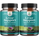 Natures Kraft jetra čiščenje Detox in popravila 2 Pack Bundele - Zeliščna jetra podpora mleko Thistle dodatek - Silymarin mleko Thistle dopolnila z regrat, Choline, pesetroot & artichoke ekstrakt