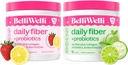 Belli Welli Daily Fiber Supplement Duo - Jagodna limonada & Cucumber Lime Mint - s kolagenom, probiotiki in elektroliti - osvežilne arome za uravnoteženo dobro počutje - 32 Total Servings