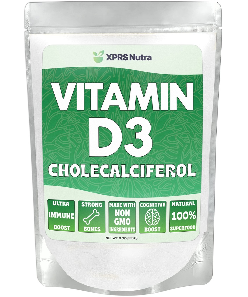 XPRS Nutra Vitamin D3 prašek (Cholekalciferol) - Nearomatiziran VIT D za kosti in imuniteto - Vitamin D3 prašek za delovanje mišic - Vitamin D dodatki (8 Ounce)