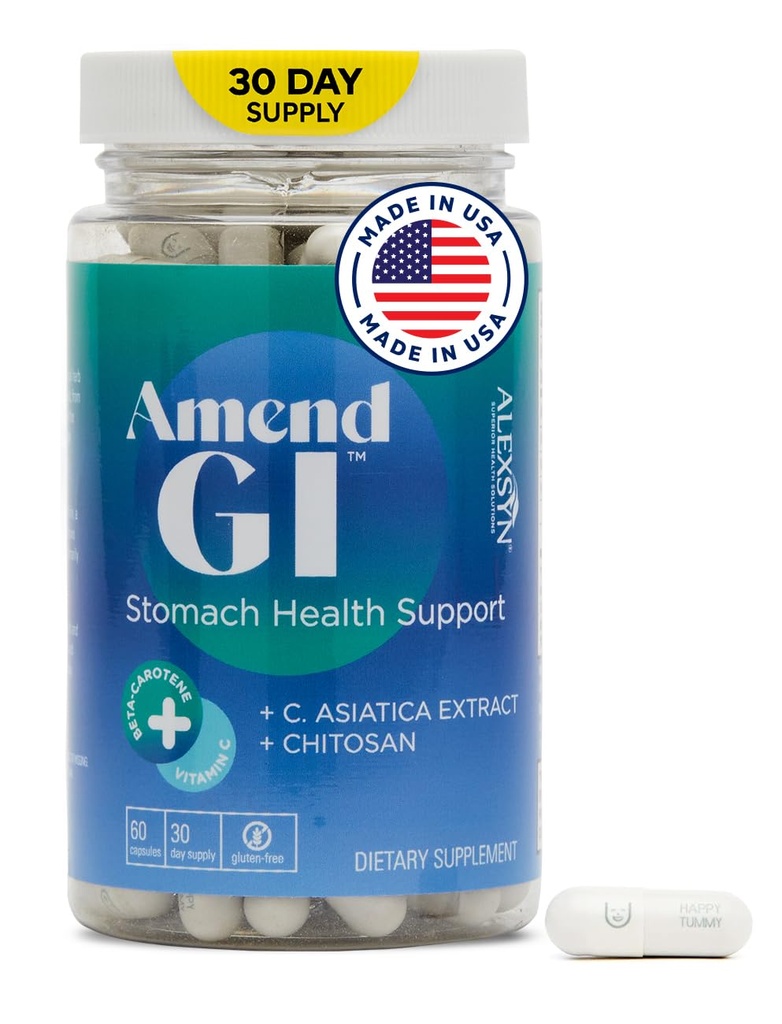 Sprememba GO Vsenaravni Stomach Health Support 60 Kapsule - Nutraceutical za stres inducirani ulcerjev simptomi - Podpira zdravljenje in prebavnega zdravja z izvlečkom Asiatica & CM Chitosan