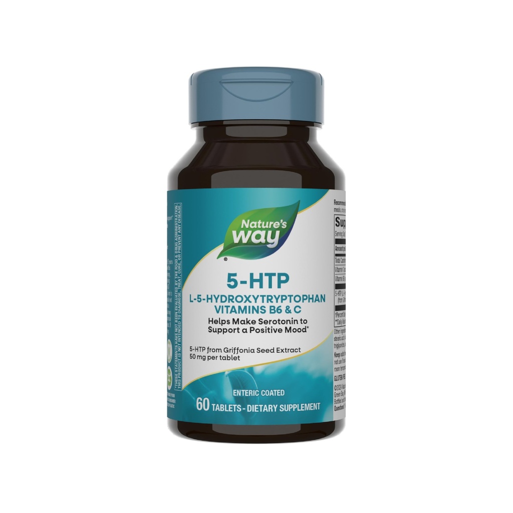 Narava Way 5-HTP, L-5-Hydroxytriptofan, pomaga narediti serotonin za spodbujanje pozitivnega Outlook*, Vitamin B6, Vitamin C, izvleček Griffonia fižol, 60 tablet (Packaging May Vary)