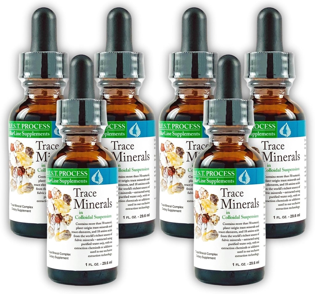 Morter Trace Minerals in Coloidal Suspension (6 Pack) Morter HealthSystem Najboljši proces Alkalne — Nutrient Dens Trace Elements, Fulvic Minerals & Aminokisline