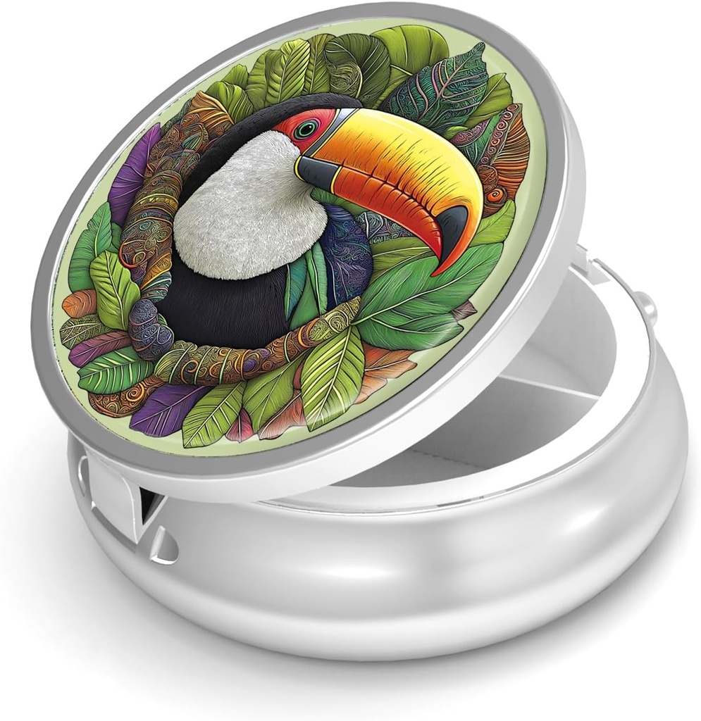 Tableta Box-3 Predel majhne tablete Zabojnik za Purse & Pocket Mini Metal tabletke Imetnik potovalne tablete Zabojnik za shranjevanje dodatkov vitamini BPA-free (Toucan)