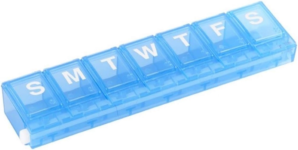 EZY DOSE Weekly (7-Day) Pill Case, Medicine Planner, Vitamin Organizer, Majhno zaklepanje Kompartmenti za varno predpisovanje in preprečevanje nezgodnega razlitja, Color May Vary, BPA brezplačno