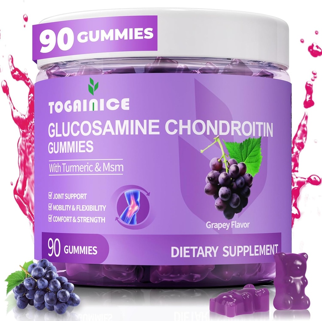 Skupna podpora Gumies z glukozamine Chondroitin, sladkor brez, 1500mg ekstra moč z MSM & Kurkuma (90 Count)