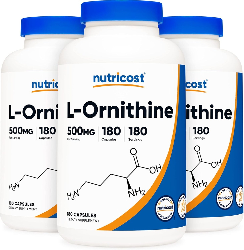 Nutricost L- ornitin 500 mg; 180 kapsul (3 steklenice)