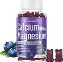 Kalcij Magnezijev cink Gumiji in vitamin D3,B6,B12,Imune in podpora zdravje kosti Kalcij Magnezij Dopolnilo za ženske Moški,Sugar-free Vegan borovnice arome 90 grofov