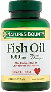Bounty narave 300 mg Omega-3 ribje olje 1000 mg Softgels 120 Obloženi mehki geli (paket z 2)